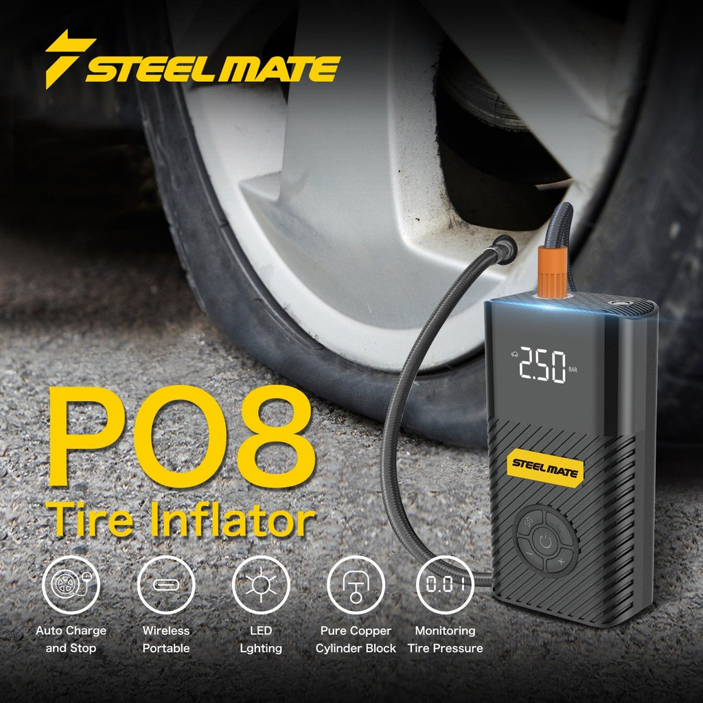 Air Compressor Portable Air Inflator Hand Held Tire Pump 6000mAh with Digital LCD LED Light DC5V/2A Power Bank 120PSI for Car Bicycle Motorcycle Tires and Other Inflatables PO8 - Autolizer