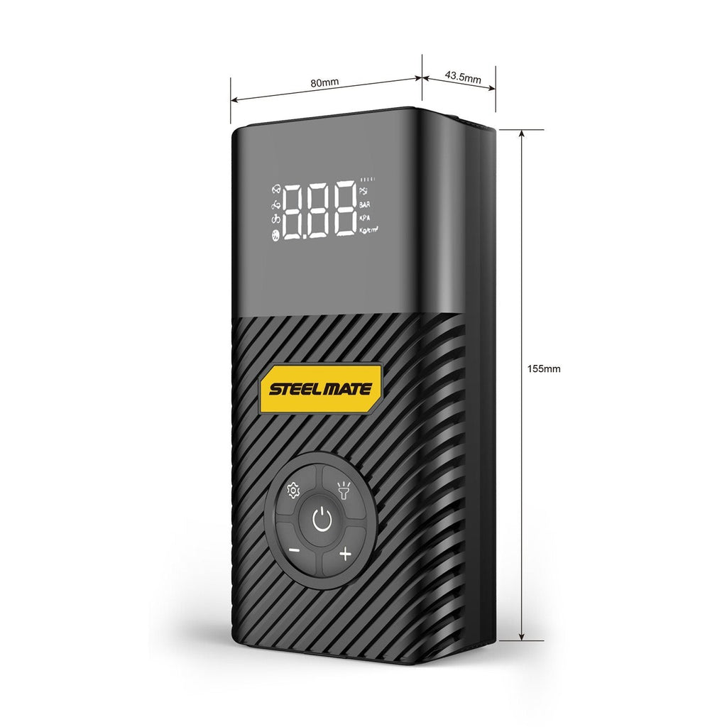 Air Compressor Portable Air Inflator Hand Held Tire Pump 6000mAh with Digital LCD LED Light DC5V/2A Power Bank 120PSI for Car Bicycle Motorcycle Tires and Other Inflatables PO8 - Autolizer