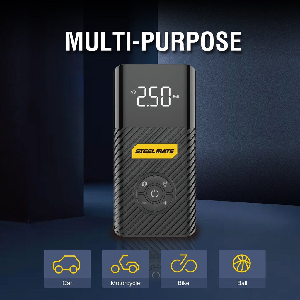 Air Compressor Portable Air Inflator Hand Held Tire Pump 6000mAh with Digital LCD LED Light DC5V/2A Power Bank 120PSI for Car Bicycle Motorcycle Tires and Other Inflatables PO8 - Autolizer