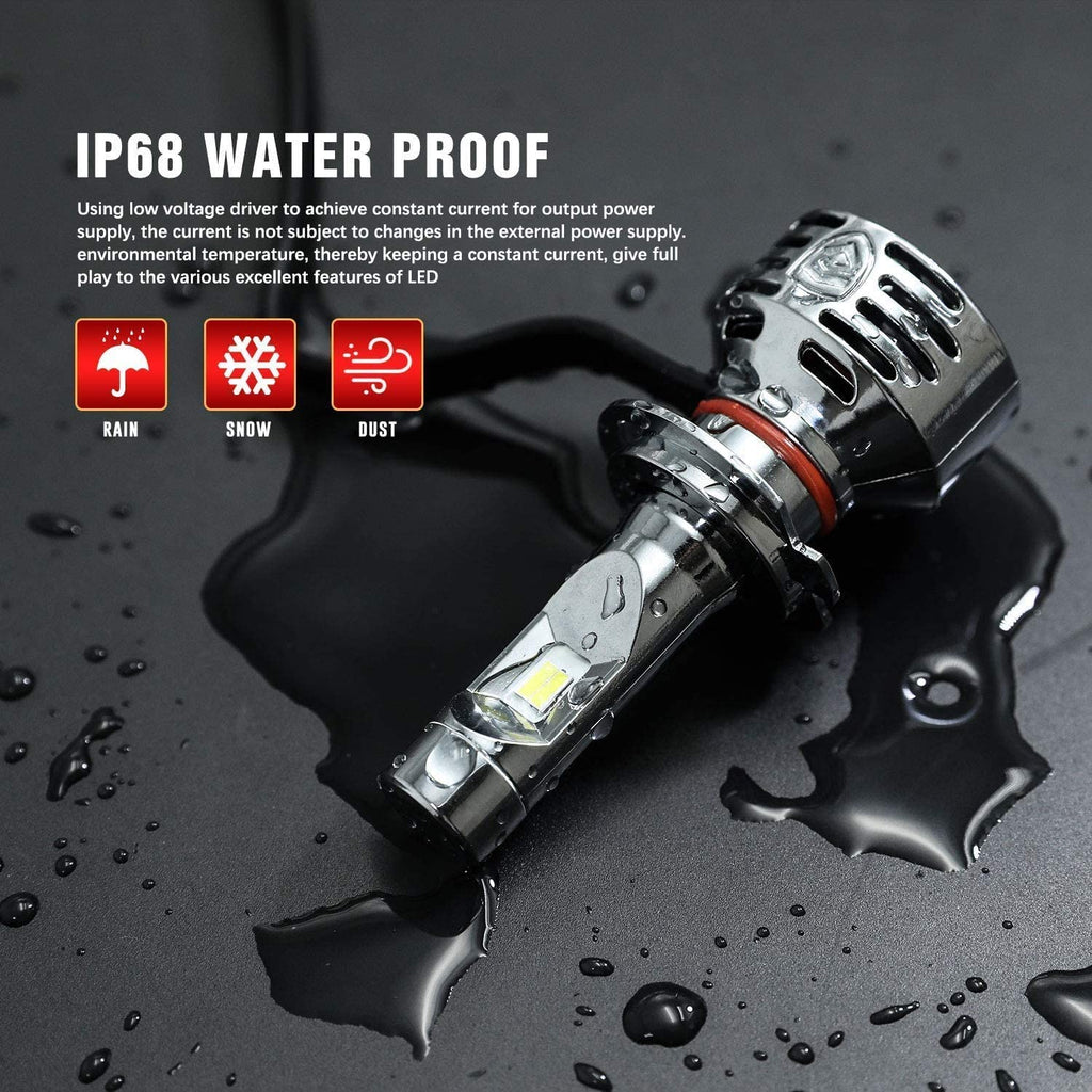 GPNE H1 LED Headlight Bulbs Hi/Lo Beam 12000LM 64W 2-Side CSP Chips Conversion Kit Dual Beam Bulbs 6000K Cool Warm White Yellow Twin Colors IP68 Waterproof, Pack of 2 - Autolizer