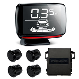 Wireless Car Parking Assist System, Reverse Backup Radar System for 12/24V Vehicles with LCD Display and Wireless Receiver, 4 Ultrasonic Rear Sensors(Black) - Autolizer